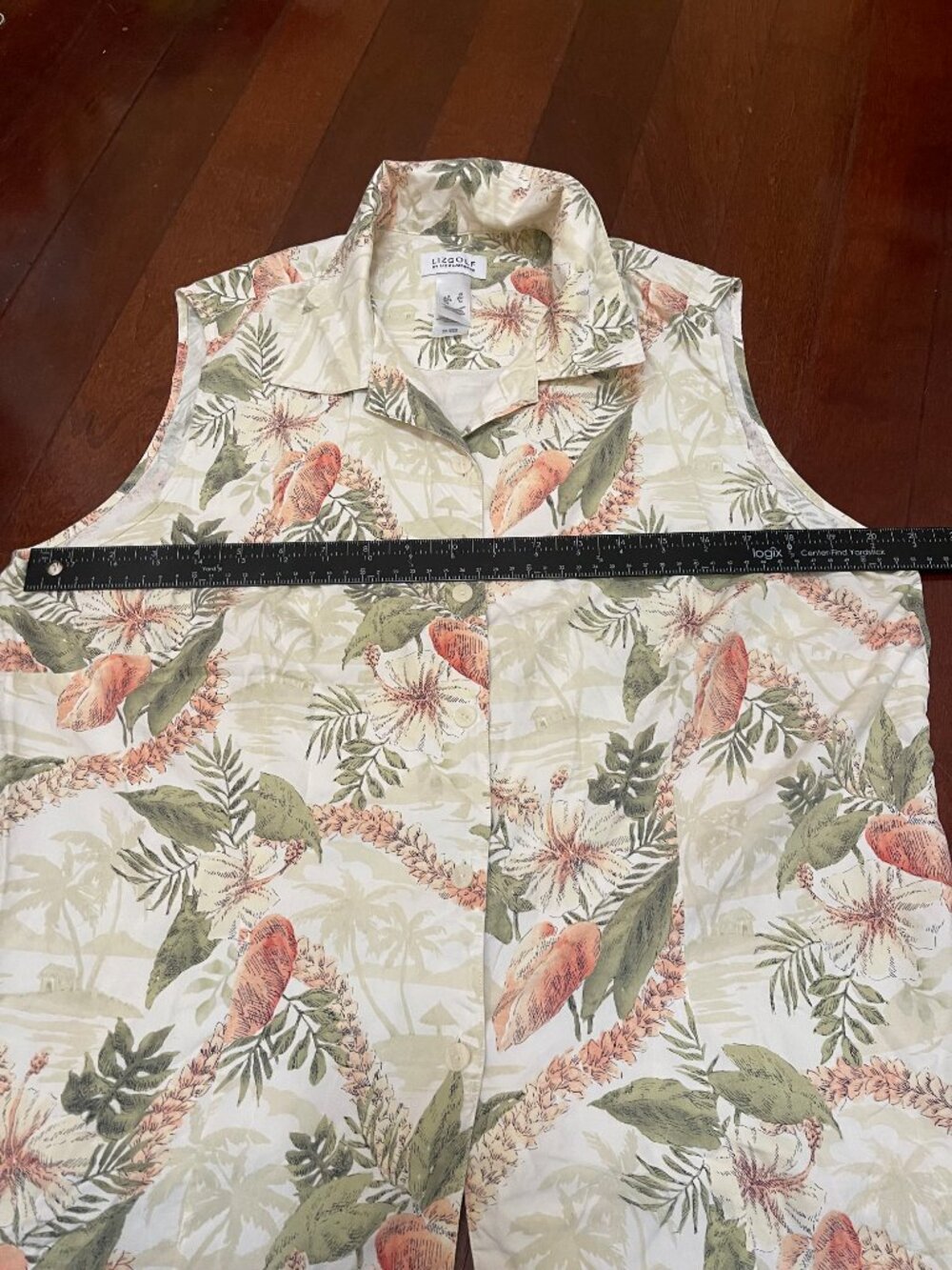Liz Golf by Liz Claiborne 100% Silk Tropical Sleeveless Blouse XL - Picture 3 of 5